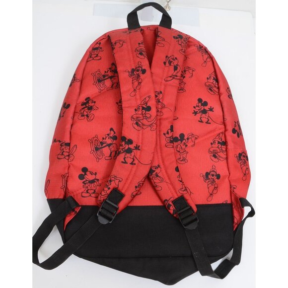 Disney Mickey Mouse Memories Backpack Steamboat Willie Red & Black School Bag - Picture 4 of 6